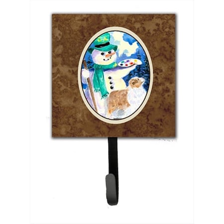Jensendistributionservices 4.25 x 6 in. Snowman with Australian Shepherd Leash Or Key Hook MI1655570